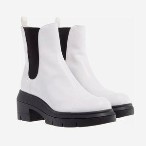 NEW! STUART WEITZMAN Norah Leather Ankle White Chelsea Boots Size 8.5 $535